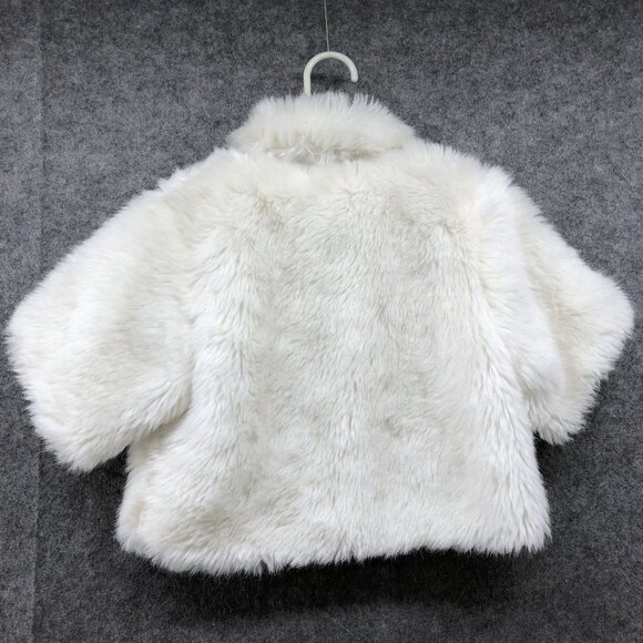 Kenneth Cole Reaction Girls 6X Faux Fur White Shrug Short Sleeve Jacket Formal - Picture 2 of 7